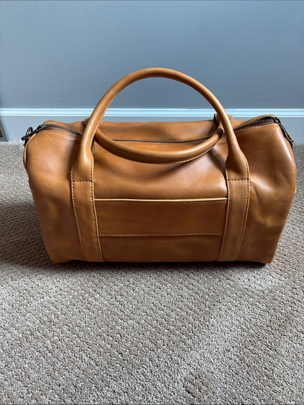 Parker Clay Leather Weekender Duffel Bag in Tan